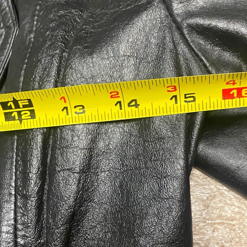 Women's  Black Leather Jacket Quiet Luxury Outdoor XS/XXS Classic Timeless - Picture 7 of 10